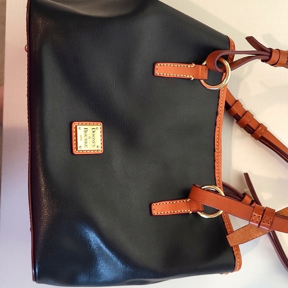 Dooney & Bourke Saffiano Small Briana Black Brown bag - Picture 10 of 11